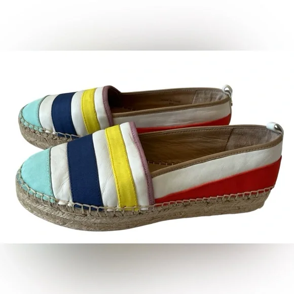Kate Spade Leena Rainbow Striped Lace up Espadrilles Platform Flats Size 8 M - Picture 4 of 11